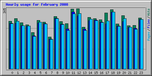 Hourly usage for February 2008
