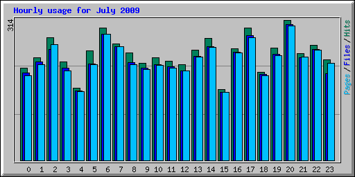 Hourly usage for July 2009
