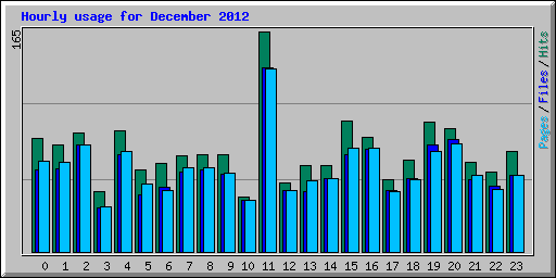 Hourly usage for December 2012